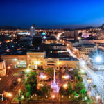 Chihuahua Mexico, City at night, Government Palace.